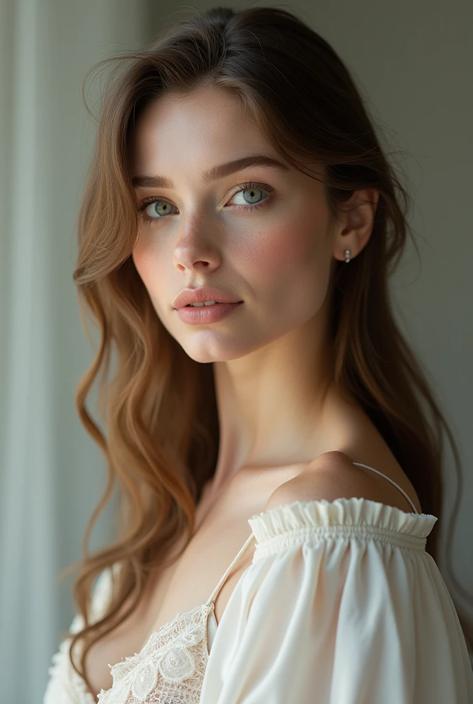 A women with beautiful skin white and with sexy clothes 