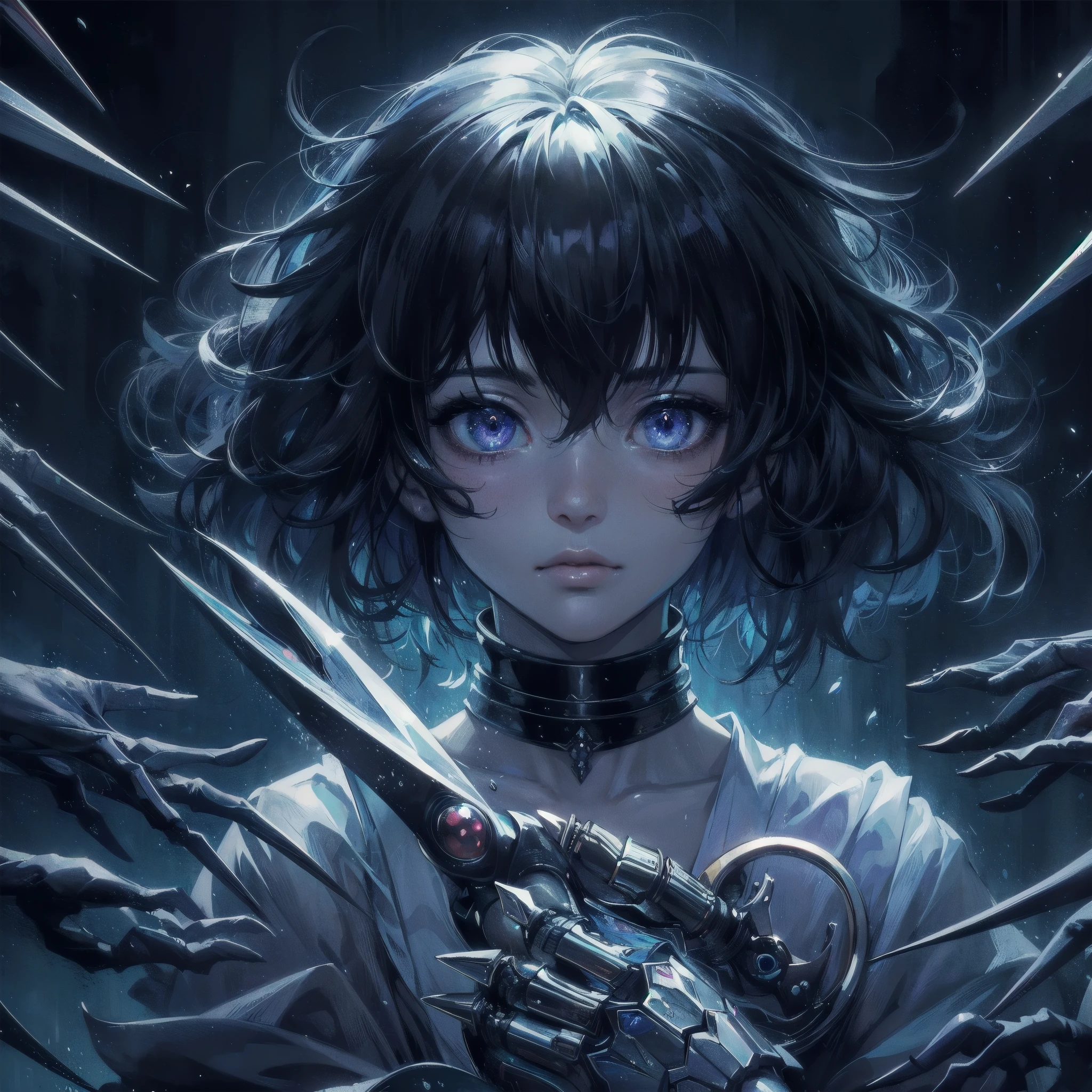 masterpiece, (textured skin), best quality, gorgeous beautiful, (a beautiful girl,praying mantis,),scarry、,detailed clothes,large breasts,narrow waist,, (beautiful face), cinematic lighting, (fantasy anime art ),