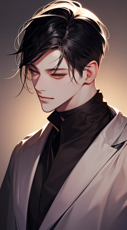 (best quality digital art digital illustration 4k high resolution beautiful image hyperdetailed image perfect lines dark lighting Wallpaper) (1:1 photorealistic) (neutral colors hdr 1.4) (anime style) an adult 2 man (expressionless perfect detailed face) medium black hair modern clothes dystopia