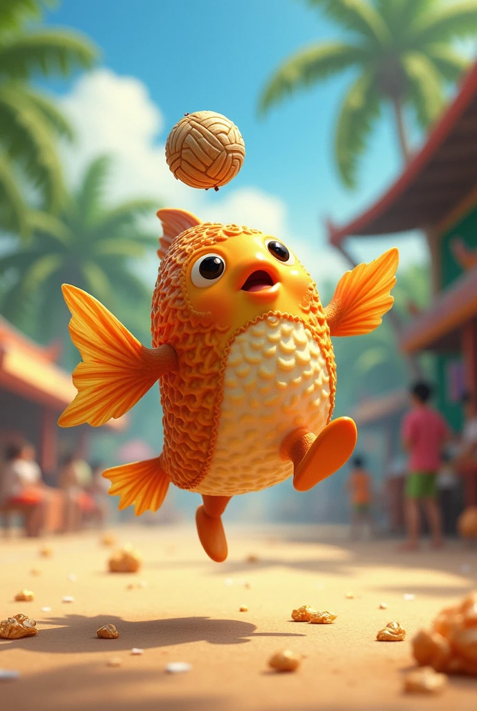 Taiyaki playing sepak takraw