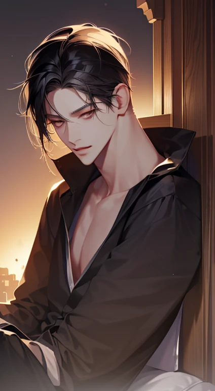 (best quality digital art digital illustration 4k high resolution beautiful image hyperdetailed image perfect lines dark lighting Wallpaper) (1:1 photorealistic) (neutral colors hdr 1.4) (anime style) an adult 2 man (expressionless perfect detailed face) medium black hair modern clothes dystopia