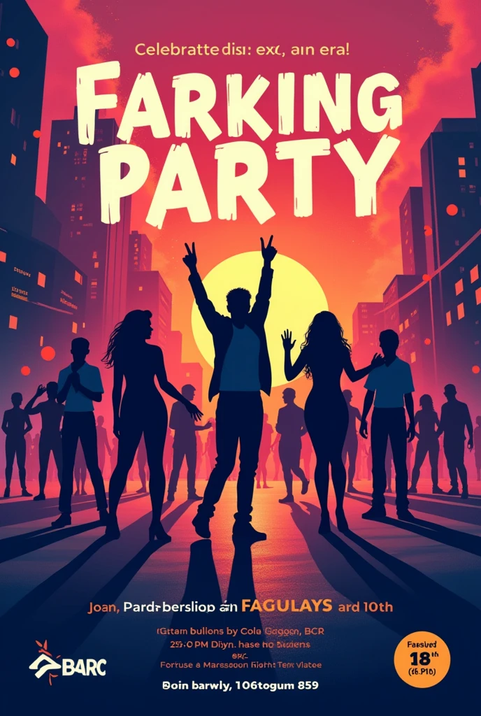 A farewell party poster with the title parking party date 29th August 2024 time 2:00 p.m.