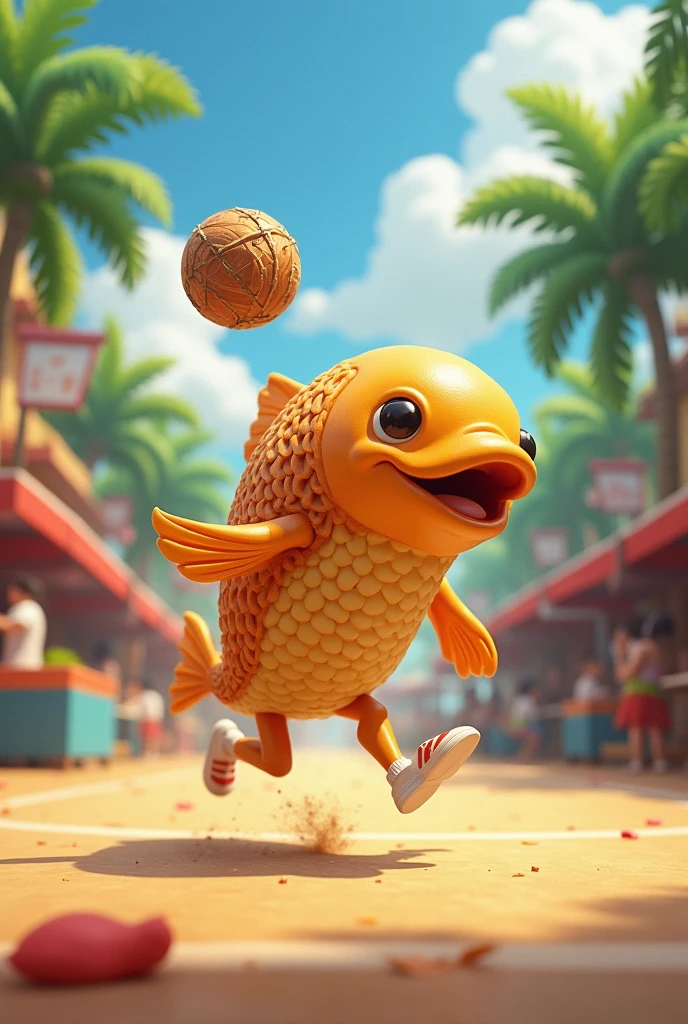 Taiyaki playing sepak takraw