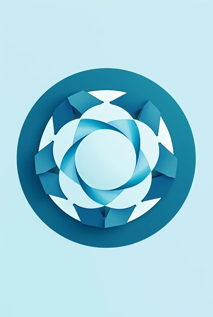 Create a circular logo that conveys the idea of a group project with cool colors and the inscription "INTEGRATING PROJECT 6"