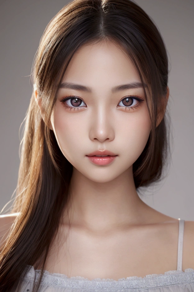 a beautiful young half japanese half scandinavian girl,large expressive eyes,beautiful detailed eyes,charming eyes,extremely detailed and beautiful face,charming smile,flawless transparent skin,masterpiece,high resolution,photorealistic,extremely detailed,detailed description,vivid colors,studio lighting,physically-based rendering,intricate detail