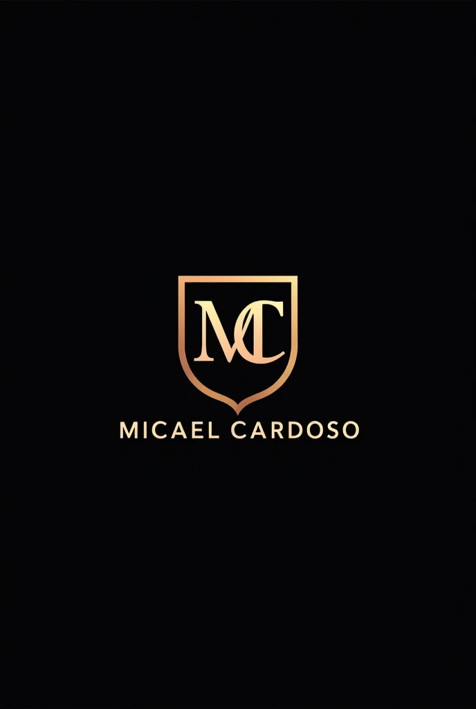 A legal logo containing the initials MC superimposed on each other forming a shield, written below is the name Micael Cardoso , with dark tones.