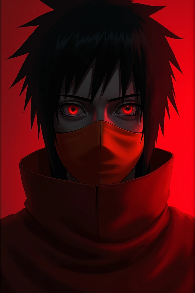 Obito uchiha phone an red light background