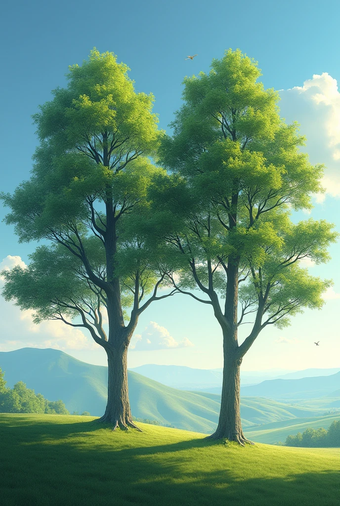 Two trees stand side by sise 3:2