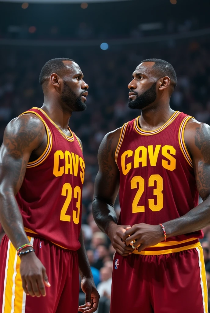 Two big men putting cock into lebron james