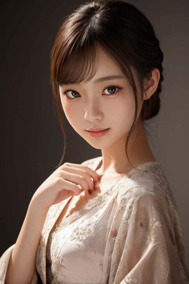 a beautiful young half japanese half scandinavian girl,large expressive eyes,dorrpy eyes,beautiful detailed eyes,charming eyes,extremely detailed and beautiful face,charming smile,flawless transparent skin,ウルトラショートヘアー、シルバーヘアー、masterpiece,high resolution,photorealistic,extremely detailed,detailed description,vivid colors,studio lighting,physically-based rendering,intricate detail