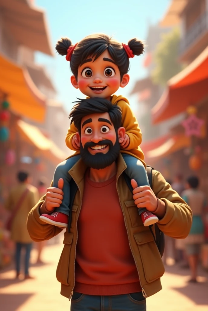 A girl named Gauri is sitting on her father's shoulders. And both of them are roaming in the market. The name looks clean and beautiful. And her name is "Gauri" and name Visible 100 percent