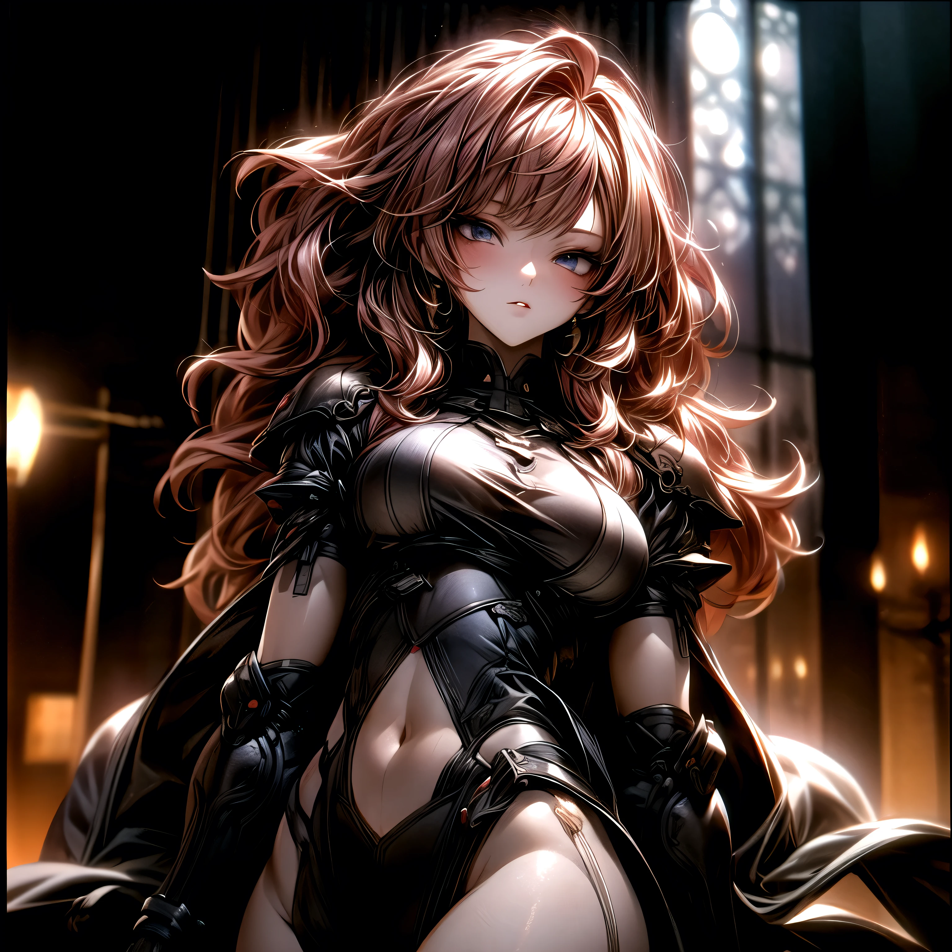 (best quality)), ((Masterpiece)), (details:1.4), 3d, HDR (high dynamic range), an image of a beautiful cyberpunk female, Hips up, cyberpunk, medieval, Fantasy, red hair, Curtain Bangs, beautiful White eyes, จมูกโด่ง, ปากแดง, หน้าอกใหญ่, nvidia RTX, PBR surface, After processing, Anisotropic filtration,depth of field, Maximum clarity and clarity, multi-layered surface, Subsurface scattering, perfect proportions, 8K raw files, ultra detailed, Perfect proportions, volumetric lighting, soft lighting, Holy Paladin, Heavy Black Armor, glossy skin, city background, jewely, ต่างหู, นิ้วมือสมบูรณ์,