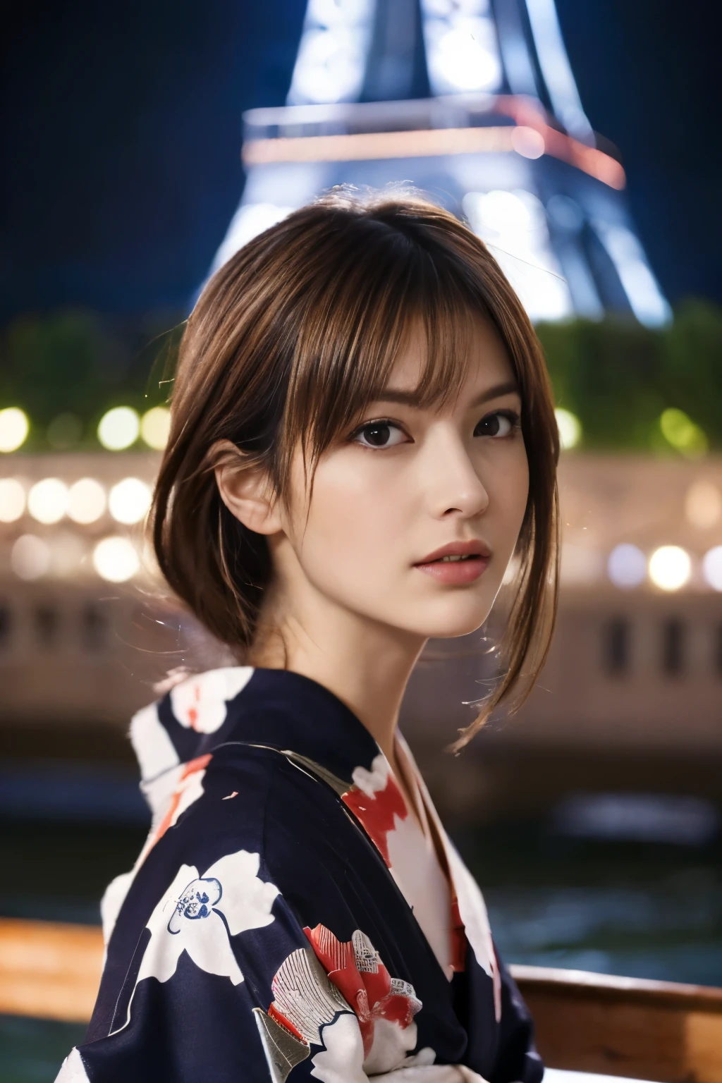 ((masterpiece:1.4, Highest quality)), (Realistic photos:1.4),
((1 person)), (Otherworldly beauty), (dream-like),
(超High resolution:1.2), Very delicate and beautiful, wonderful, Very detailed CG Unity 8k wall paper, Very detailed, High resolution,
Soft Light, Beautiful detailed, Very detailed eyes and face, Beautiful and detailed nose, Beautiful and detailed,
(Portrait of a Parisian woman wearing a yukata:1.3), (Outdoor), (A cruise ship on the Seine at night:1.3), (Eiffel Tower),
Cinema Lighting, Perfect Anatomy, Slender body, (Dark blond hair), (Parted bangs),
Cowboy Shot