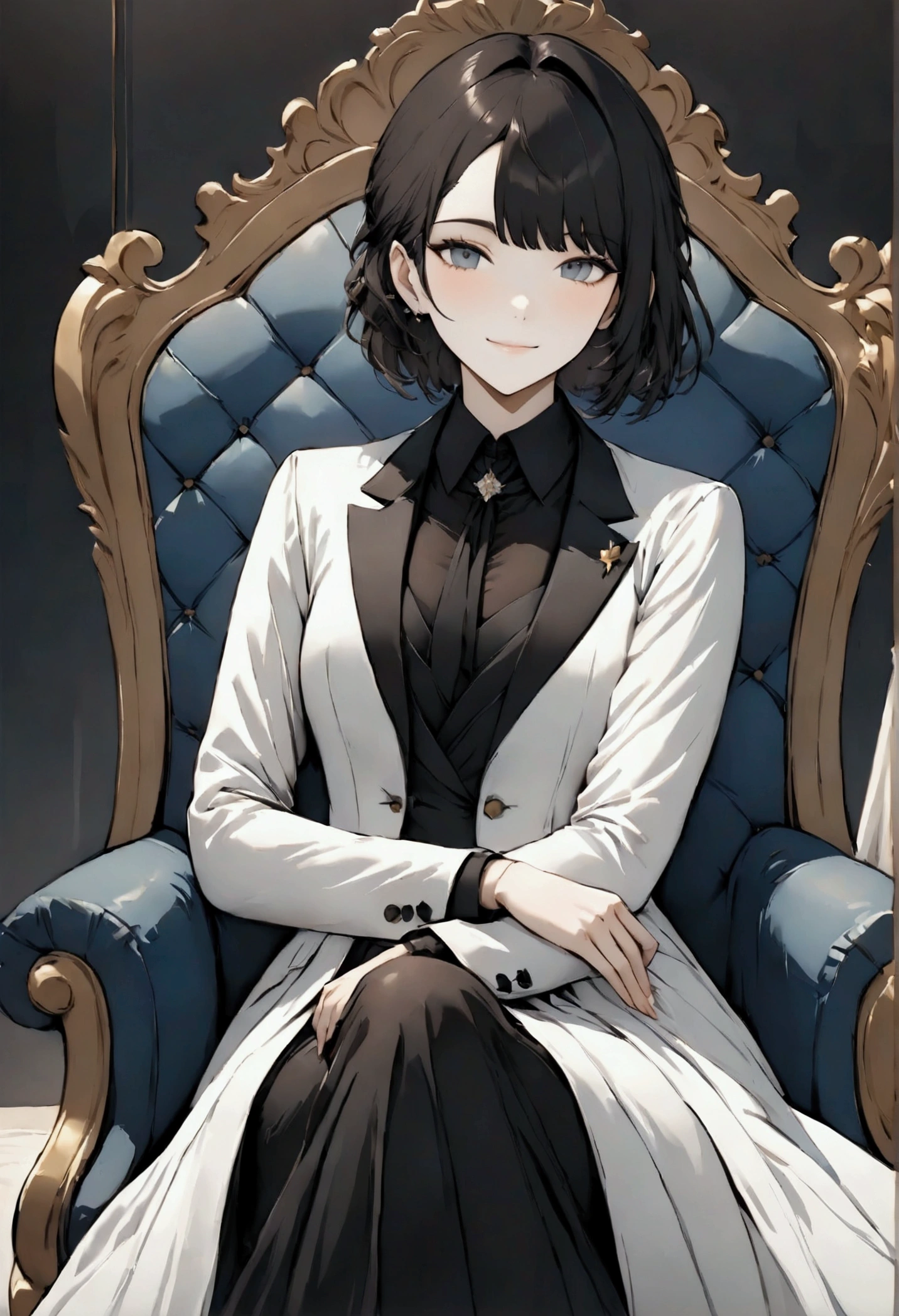 Highest quality, masterpiece, Cielve 2, One person, alone, View your viewers, A light smile, Have, coat, formal,Sitting