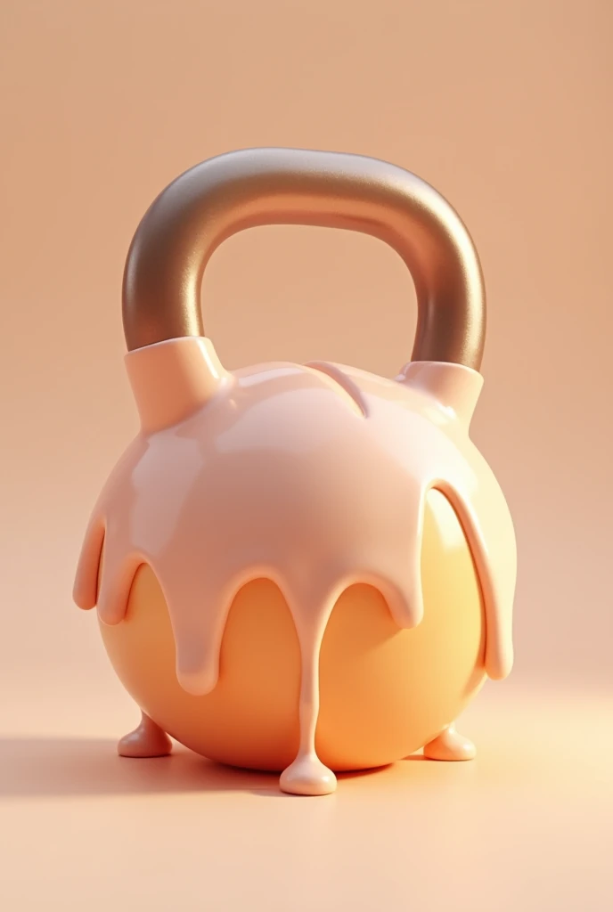 Kettlebell shaped like a peach emoji with frosting/syrup dripping on it.