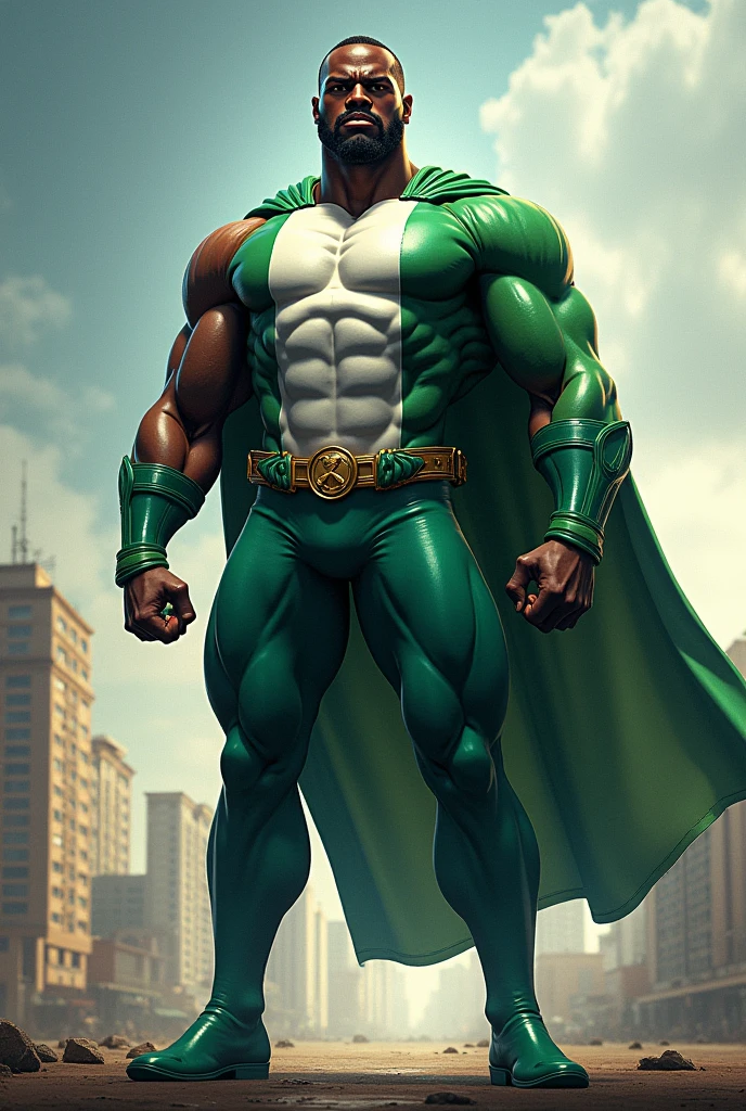 Captin Sierra Leone in Green, White, and Blue,costume