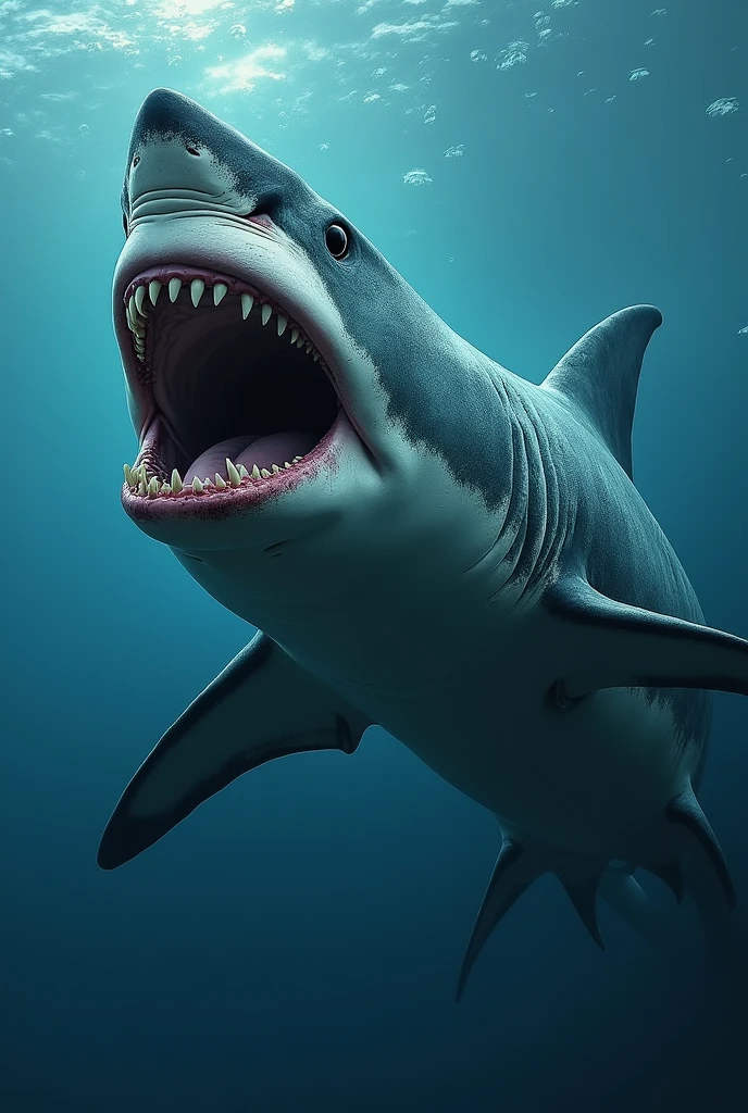 Shark on its side with its mouth open