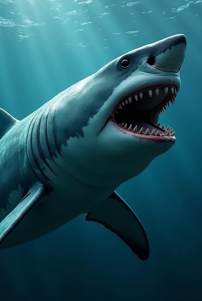 Shark on its side with its mouth open