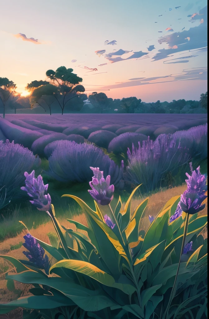 there is a small bush of lavender growing in the garden, strange vegetation, lavender plants, vicious snapping alligator plant, sage, spike - like branches, alexandros pyromallis, overgrowth of grass, “ iron bark, entangled foliage, intricate foreground, willow plant, proteus vulgaris, by Carlo Randanini, overgrown with weeds