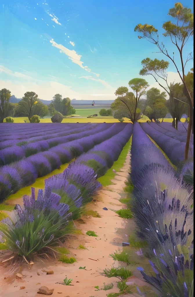 there is a small bush of lavender growing in the garden, a pastel by Carlo Randanini, flickr, hurufiyya, strange vegetation, lavender plants, vicious snapping alligator plant, sage, spike - like branches, alexandros pyromallis, overgrowth of grass, “ iron bark, entangled foliage, intricate foreground, willow plant, proteus vulgaris
