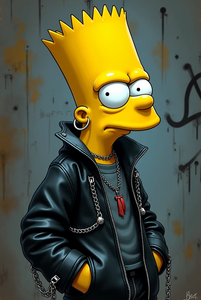 Bart Simpson with chains and earrings