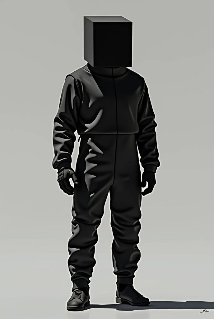 make a minimalist astronaut with a square head in black