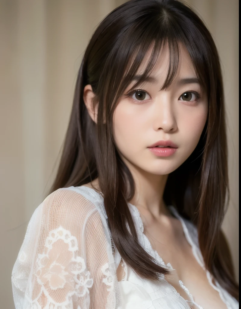 best quality, face focus, soft light, ultra high res, (photorealistic:1.4), RAW photo,
1japanese girl, solo, cute, (pupil, lights in the eyes),  detailed beautiful face, (small chest),(high resolution detail of human skin texture),
(long hair),
indoor,
Damask Shirt Dress,
(portrait)