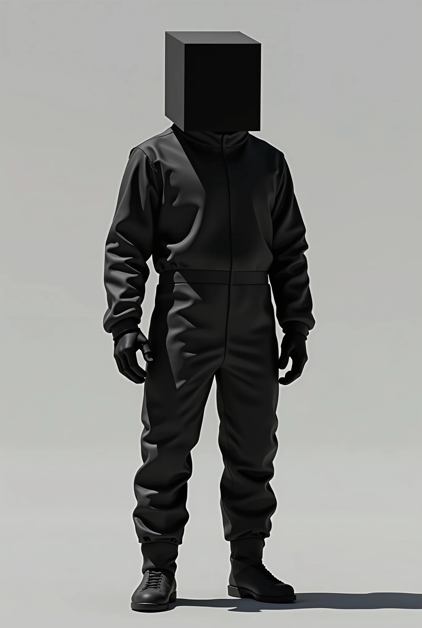 make a minimalist astronaut with a square head in black  