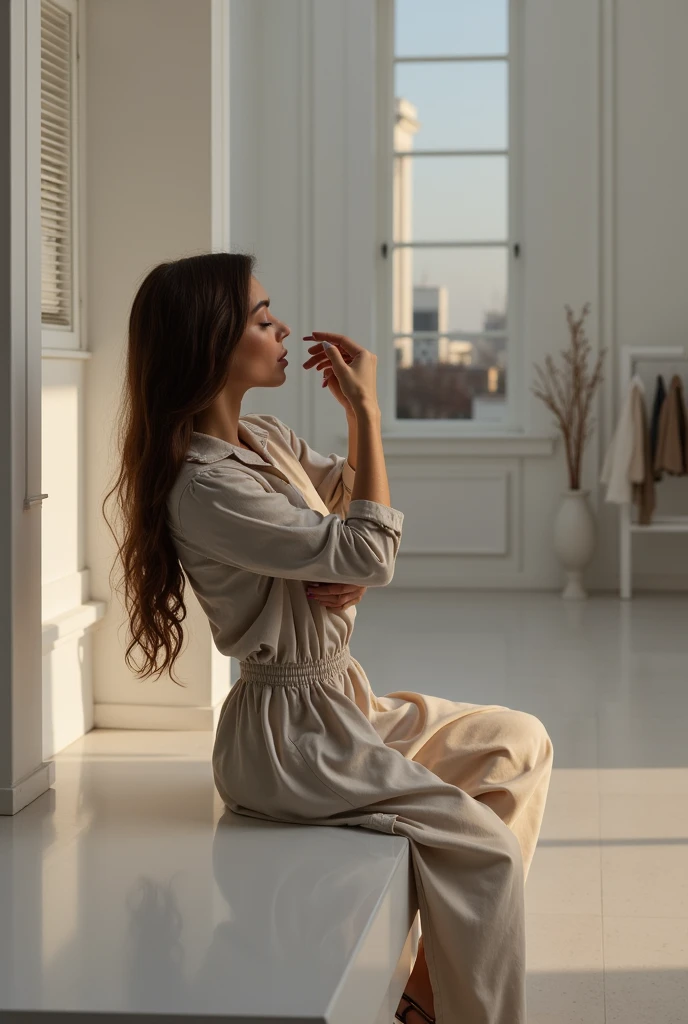 Beautiful 1 woman with brown hair