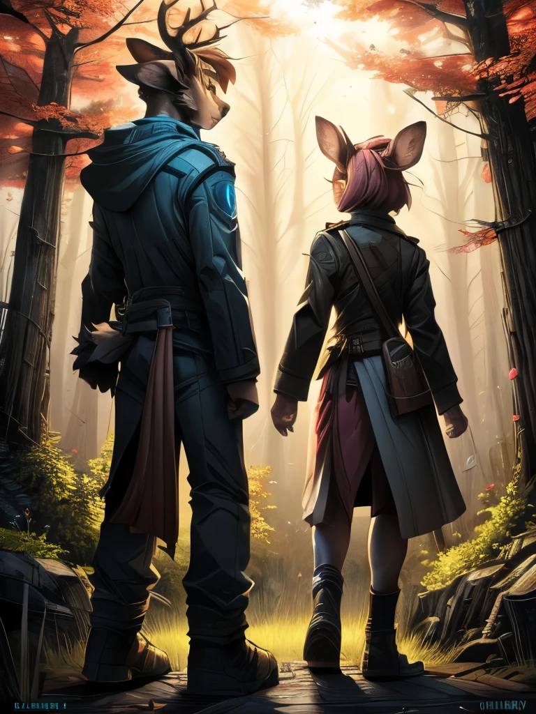 there are two deers that are standing in the woods, fauns, brittney lee, laurie greasley and james jean, deers, in pink forest, in style of laurie greasley, jen bartel, by Jin Nong, pink forest, dreamy psychedelic anime, laurie greasley, beautiful illustration, by Clint Cearley, by Kilian Eng