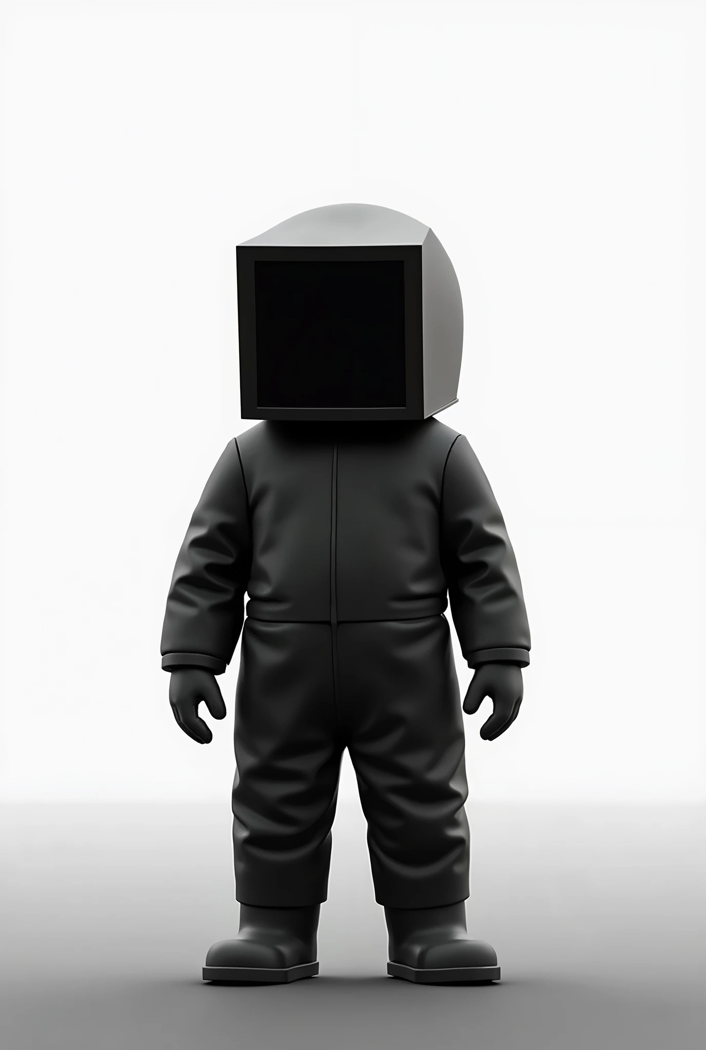make a minimalist astronaut with a square head in black  