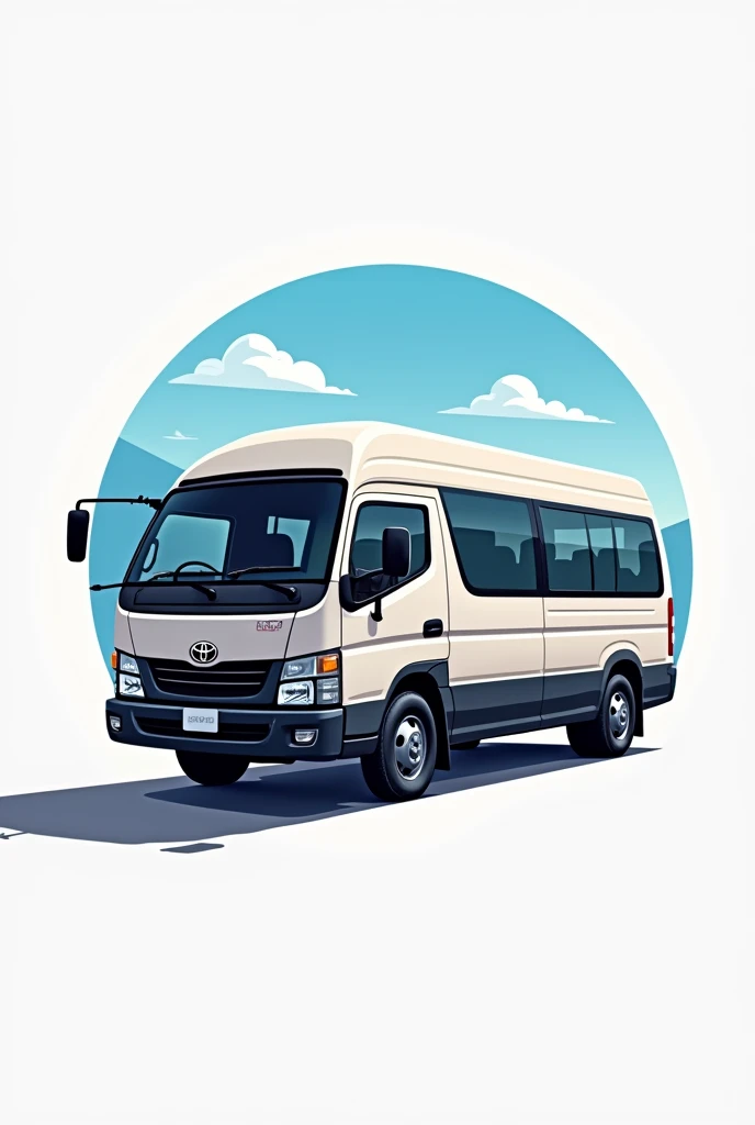 Transport company logo with a 2024 Toyota Hiace high-roof minibus and a Toyota Hilux pickup with the name Argueta