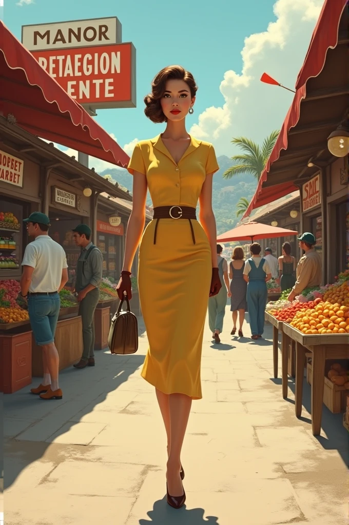 Elegant woman in the market 1960