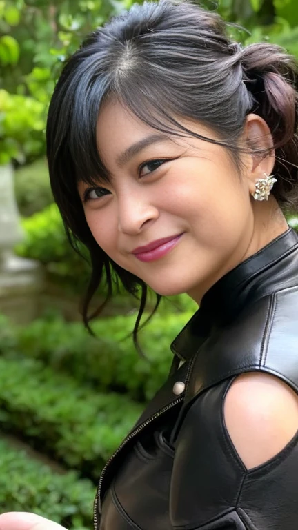 


最high quality, 8k, Vibrant, Sharp focus, high quality, High resolution, Middle-aged women, Mature Woman, 5, (Whole Body Ezbian), (High heels face detail, Highly detailed eyes, Plump figure、Plump face、((big 1.6))、((Black leather clothing))、garden、Random Hairstyles、A kind smile、