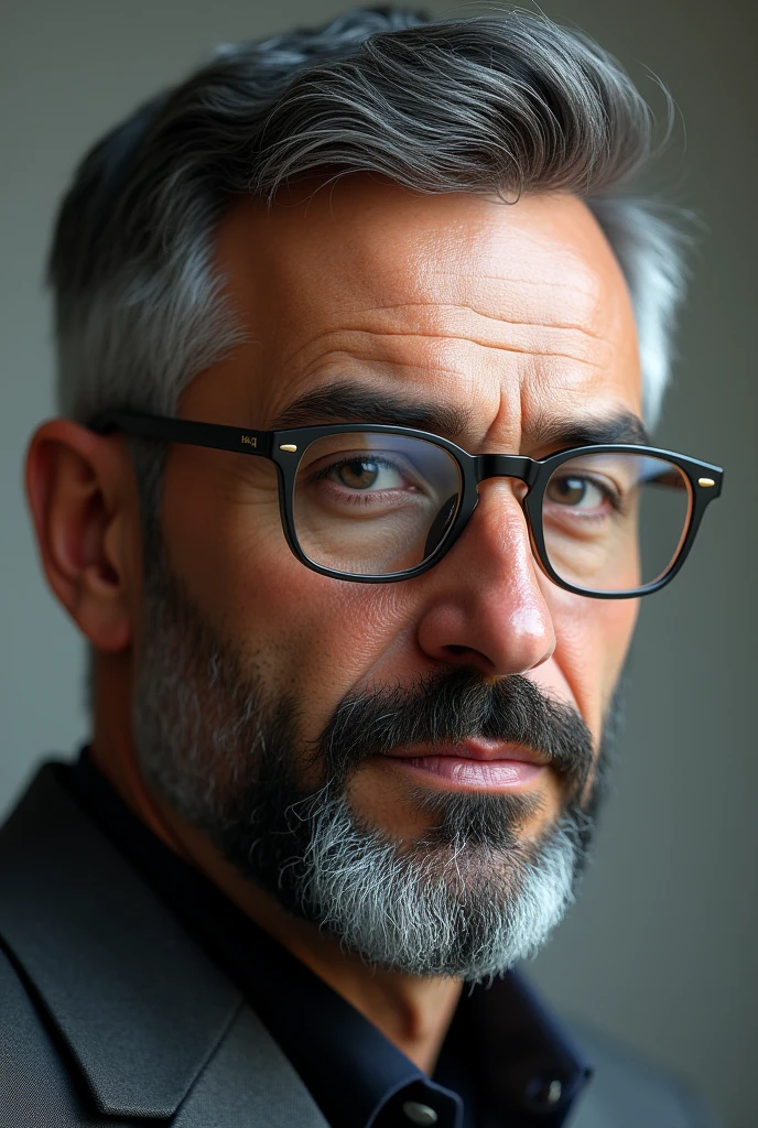 an avatar of a light-skinned, bearded man with gray hair wearing transparent dark glasses with short, black and gray hair appearing to be 5