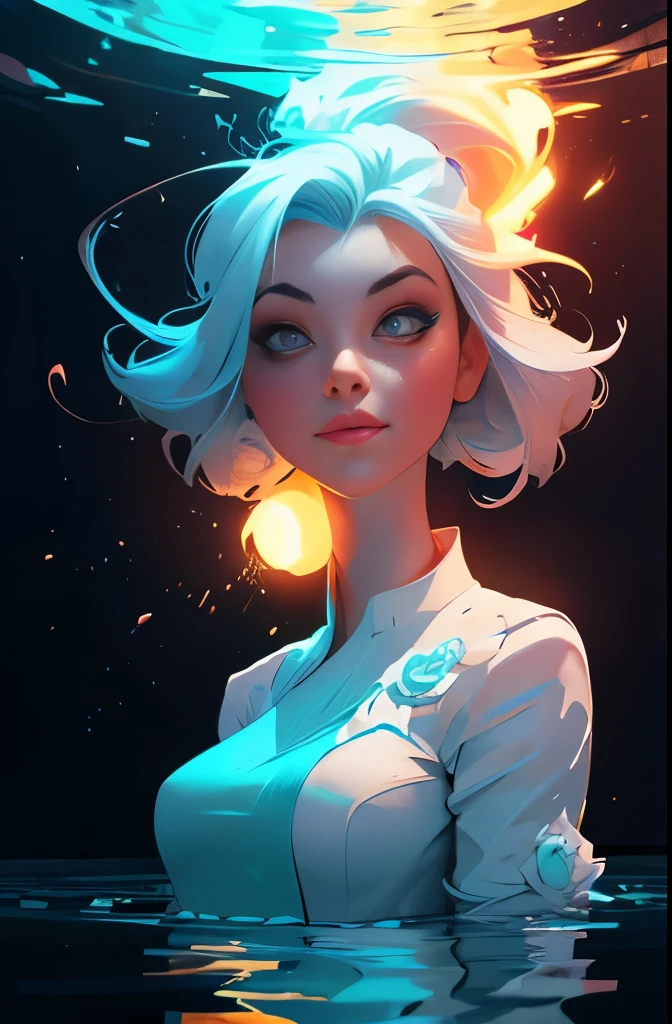 a woman in a white dress standing in a stream of water, glowing water, glowing with magic, charlie bowater art style, glowing aura around her, there is a glow coming from her, kilian eng vibrant colors, beautiful illustration, by Kilian Eng, magically glowing, glowing details!, kilian eng vibrant colours, glowing details, rossdraws global illumination