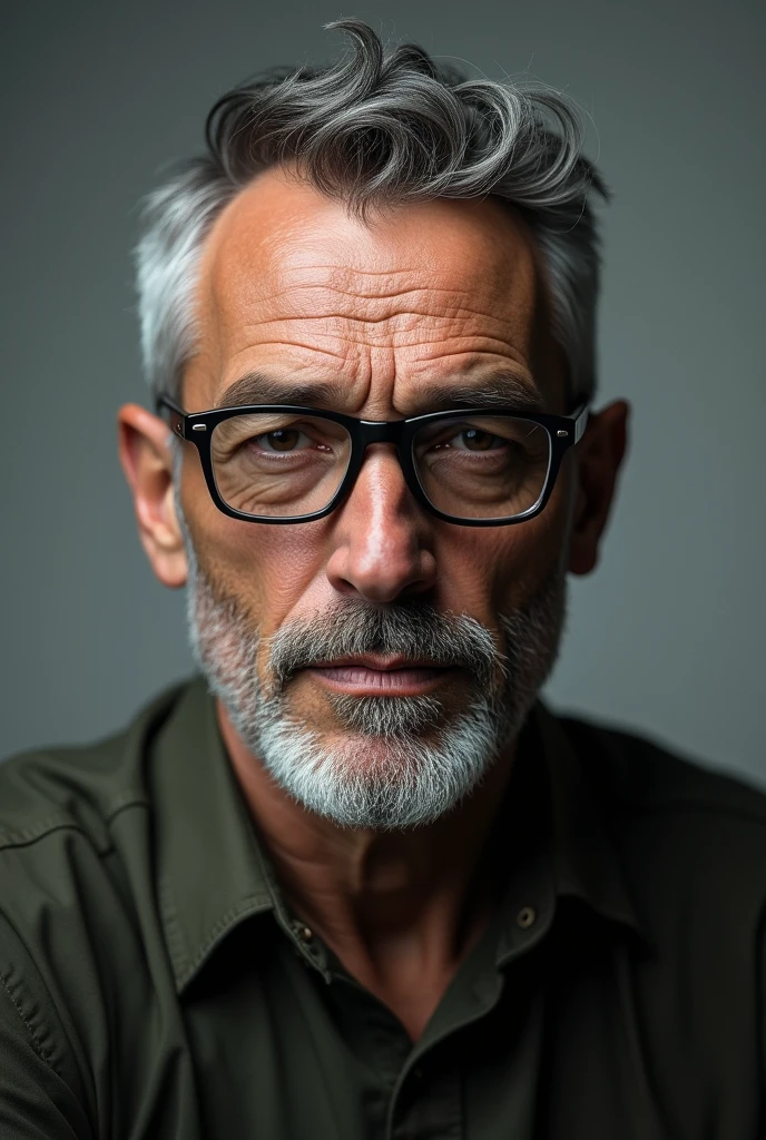 an avatar of a light-skinned, bearded man with gray hair wearing transparent dark glasses with short, military-style black and gray hair appearing to be 5