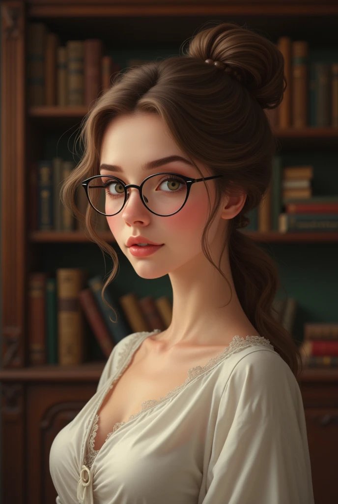 European girl In glasses