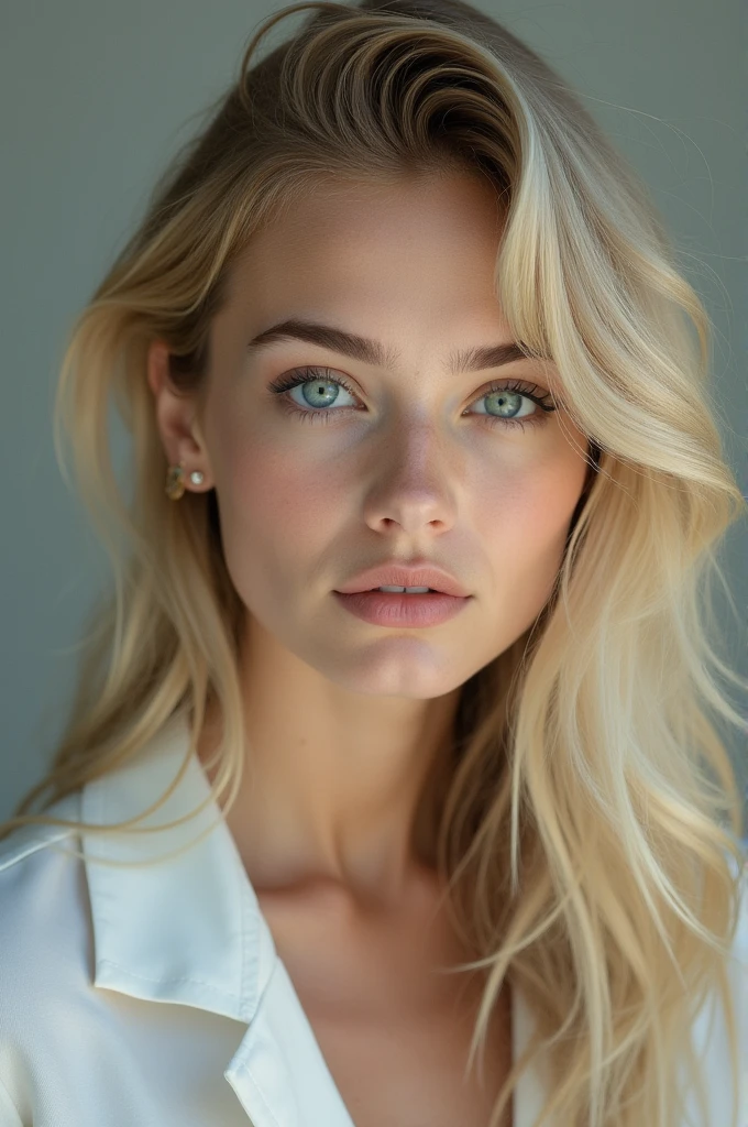 blonde with side bangs
