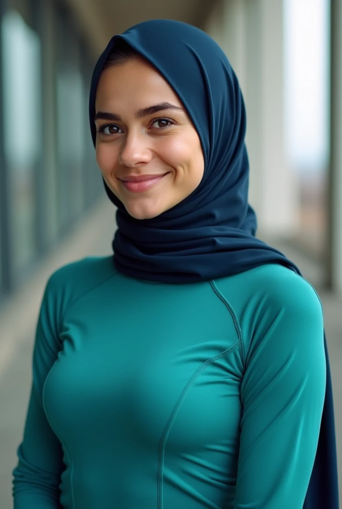 Give me a hijab women with a tight sport shirt
