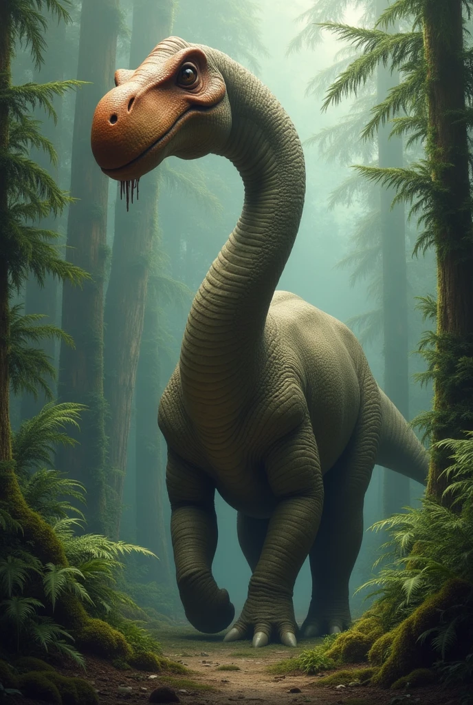 An image of a brontosaurus that has a penis instead of a head