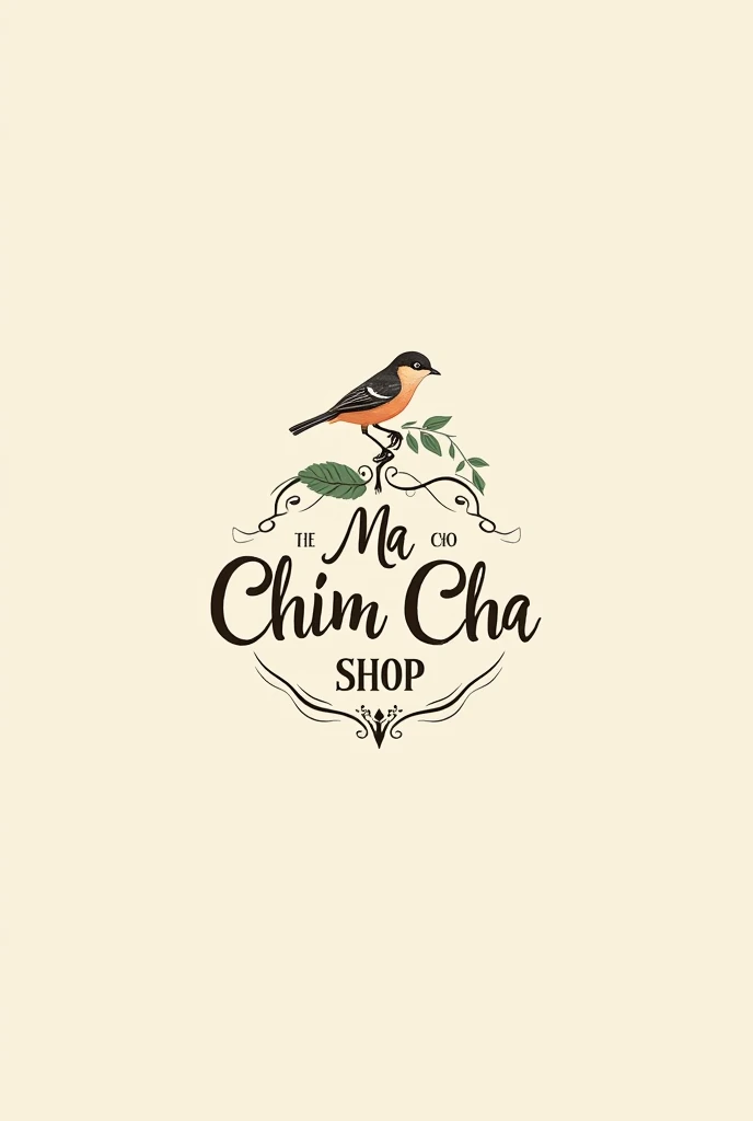 logo,cafe,Vintage style,Ma Chim Cha Shop