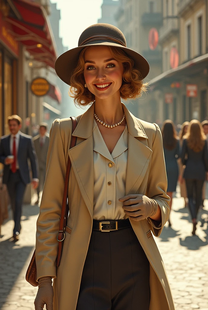 Happy and elegant woman shopping 1930