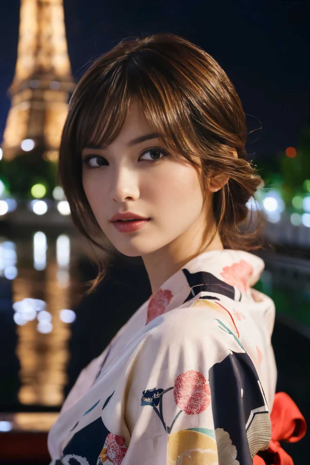 ((masterpiece:1.4, Highest quality)), (Realistic photos:1.4),
((1 person)), (Otherworldly beauty), (dream-like),
(超High resolution:1.2), Very delicate and beautiful, wonderful, Very detailed CG Unity 8k wall paper, Very detailed, High resolution,
Soft Light, Beautiful detailed, Very detailed eyes and face, Beautiful and detailed nose, Beautiful and detailed,
(Portrait of a Parisian woman wearing a yukata:1.3), (Outdoor), (A cruise ship on the Seine at night:1.3), (Eiffel Tower),
Cinema Lighting, Perfect Anatomy, Slender body, (Dark blond hair), (Parted bangs), (bright eye color),
Cowboy Shot