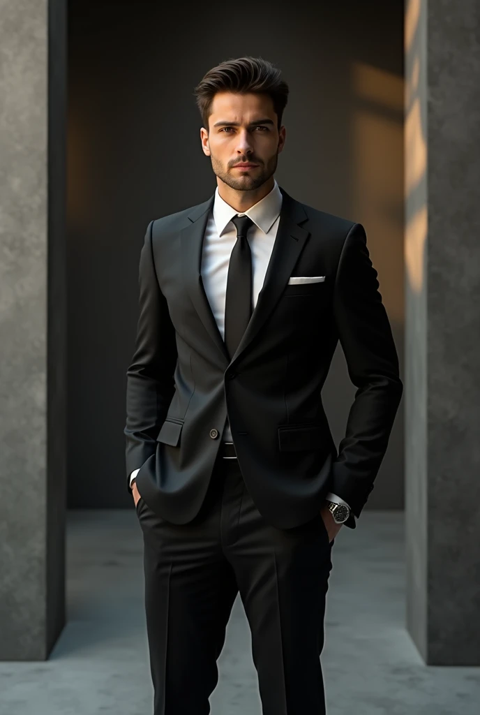 Handsome man in suit, elegant and manly.