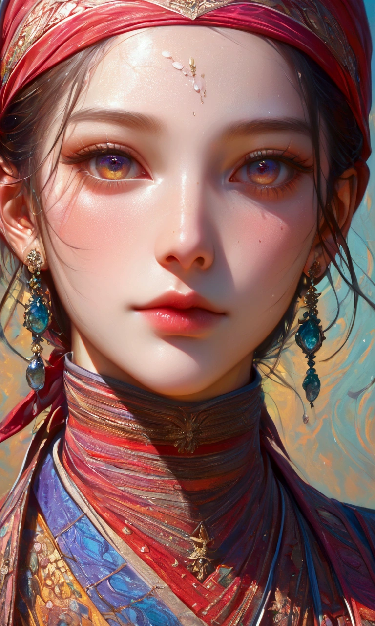 score_9, score_8_Excellent, score_7_Excellent,Close-up of an anime girl's face smeared with paint,bandana,paints(masterpiece, Highest quality, Highest quality, Official Art, beautifully、beautiful:1.2), (One person), Very detailed, (Fractal Art:1.3), delicate, Most detailed, Perfect Face, High resolution, Impressive visuals, (Dynamic Stripes, Light trail:1.2), Vibrant colors, Realistic skin texture, Detailed Images, Poster Art,Impressive photos,Graffiti Art Style,