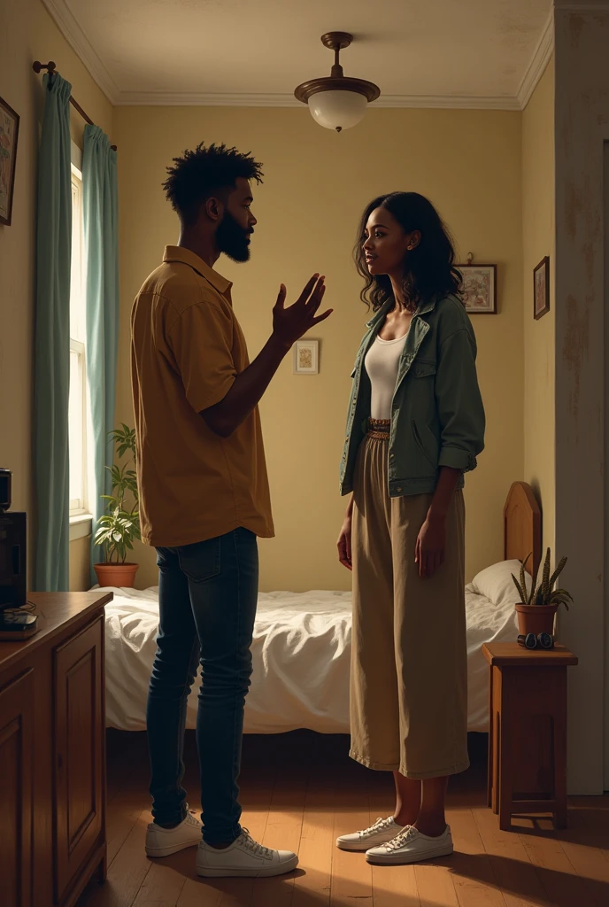 Picture of a black young man introducing his black girlfriend to his one room apartment but she was not pleased with what we saw in Africa