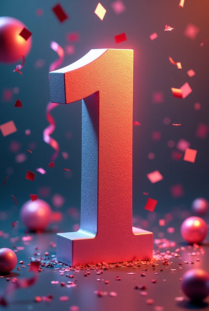 A big number "1",write "year" at the left bottom corner of the number, background celebration theam