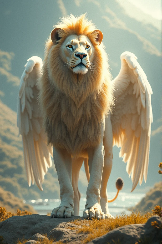 Create a combination image of lion and swan