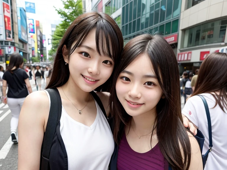Shibuya, Threesome of Women, Female college student, smile, summer